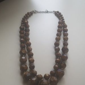 Brown double bead necklace